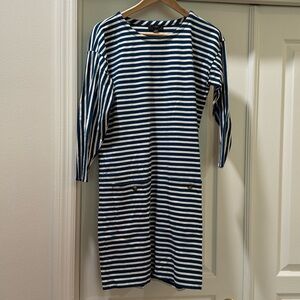 EUC size small J. Crew Knit Front Pocket Striped Shift Dress